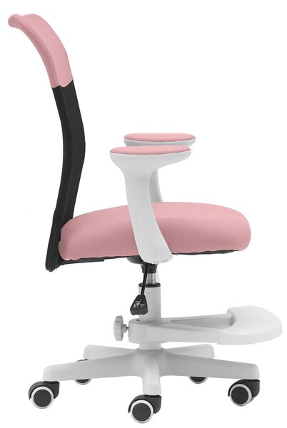 Dětská židle Neoseat MONKEY WHITE s podnoží — látka, bílá / světle růžová