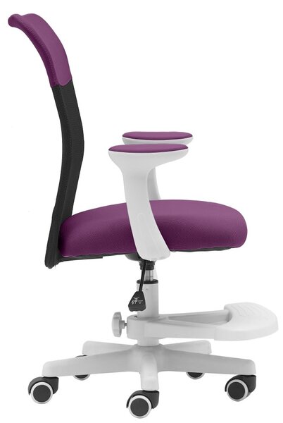 Dětská židle Neoseat MONKEY WHITE s podnoží — látka, bílá / fialová