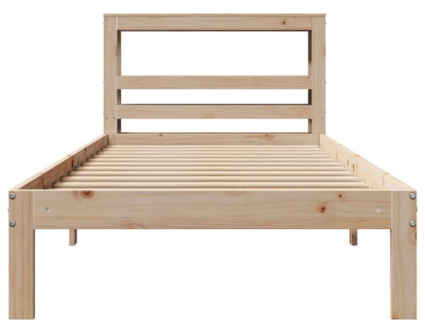 Rám postele s čelem 90 x 200 cm masivní borové dřevo 3306041