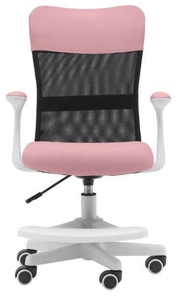 Dětská židle Neoseat MONKEY WHITE s podnoží — látka, bílá / světle růžová