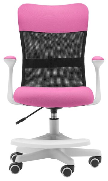 Dětská židle Neoseat MONKEY WHITE s podnoží — látka, bílá / tmavě růžová