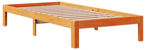 Postel s knihovnou bez matrace hnědá 100x200 cm masiv borovice 3322578
