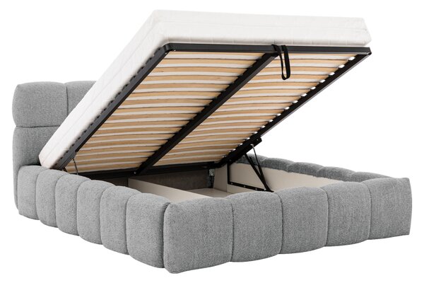 KONDELA Postel s kovovým roštem a úložným prostorem, 180x200, šedá, SORENA