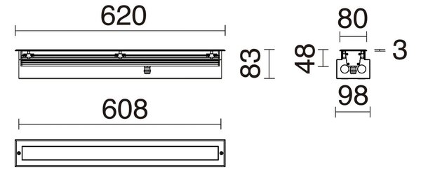 Cristher Walk Reces L620 LED zápustné svítidlo 3000K