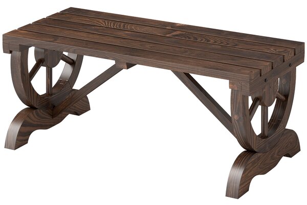 Dřevěná zahradní lavice Outsunny, odolná proti povětrnostním vlivům, rustikální design, přírodní 98 x 50 x 39,5 cm | Aosom
