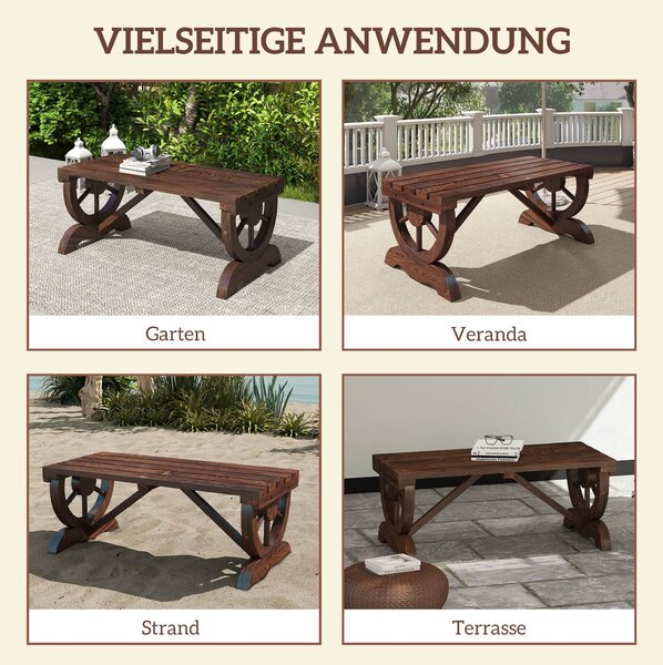 Dřevěná zahradní lavice Outsunny, odolná proti povětrnostním vlivům, rustikální design, přírodní 98 x 50 x 39,5 cm | Aosom