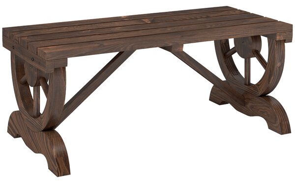 Dřevěná zahradní lavice Outsunny, odolná proti povětrnostním vlivům, rustikální design, přírodní 98 x 50 x 39,5 cm | Aosom