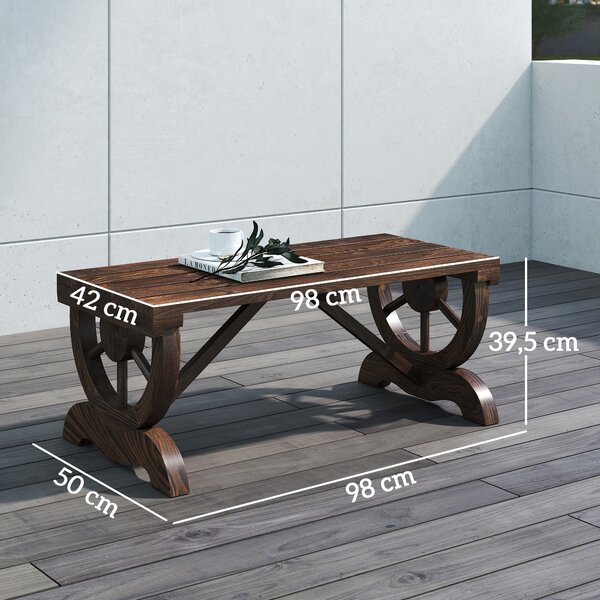 Dřevěná zahradní lavice Outsunny, odolná proti povětrnostním vlivům, rustikální design, přírodní 98 x 50 x 39,5 cm | Aosom