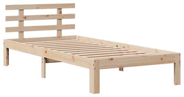 Rám postele s čelem 100 x 200 cm masivní borové dřevo 3306849