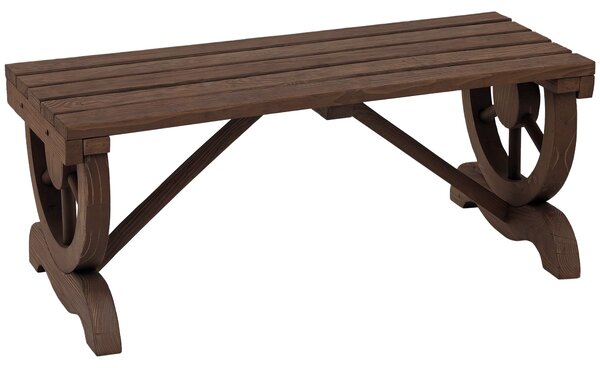 Dřevěná zahradní lavice Outsunny, odolná proti povětrnostním vlivům, rustikální design, přírodní 98 x 50 x 39,5 cm | Aosom