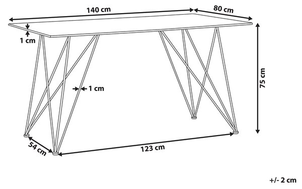 Jídelní stůl KENTON Bílý mramor 140 cm 80 cm Bezpečnostní sklo