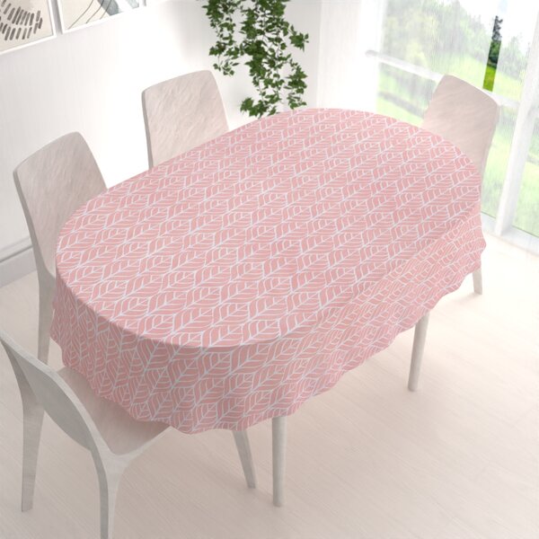 Biante Bavlněný oválný ubrus Sandra SA-211 Listy na starorůžovém 100x140 cm