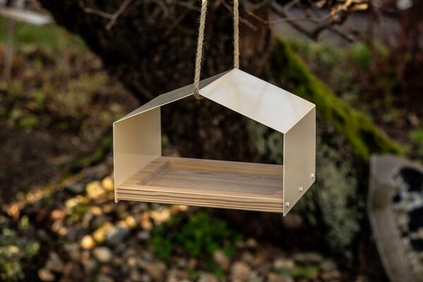 Krmítko pro ptáky - VELKÉ Futuristická stříbrná