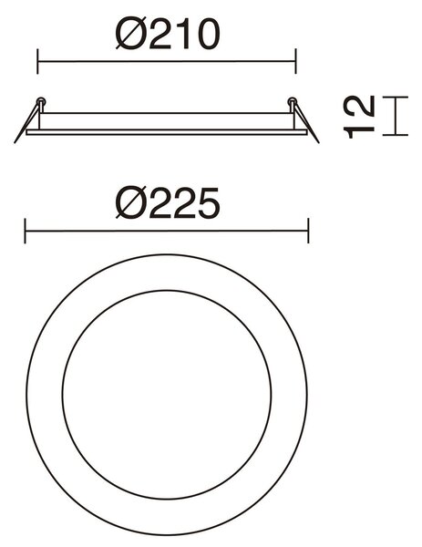 Indeluz zápustný LED downlight kruhový 120x23mm3000K