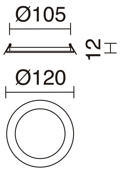 Indeluz zápustný LED downlight kruhový 120x23mm3000K