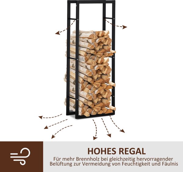 HOMCOM Metalový stojan na dřevo 60 x 25 x 150 cm - Stohovací pomocník pro dřevo, ocelová konstrukce do 100 kg | Aosom