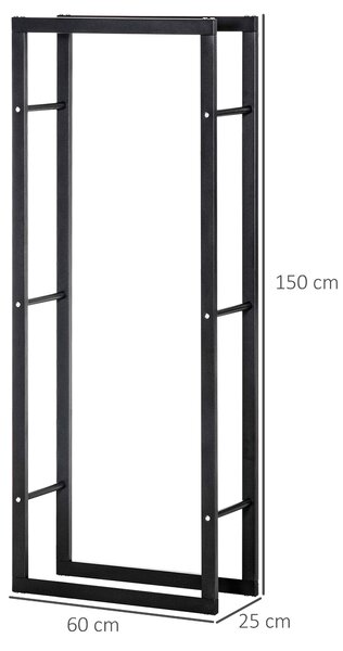 HOMCOM Metalový stojan na dřevo 60 x 25 x 150 cm - Stohovací pomocník pro dřevo, ocelová konstrukce do 100 kg | Aosom