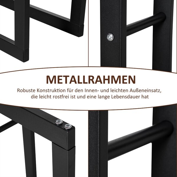 HOMCOM Metalový stojan na dřevo 60 x 25 x 150 cm - Stohovací pomocník pro dřevo, ocelová konstrukce do 100 kg | Aosom