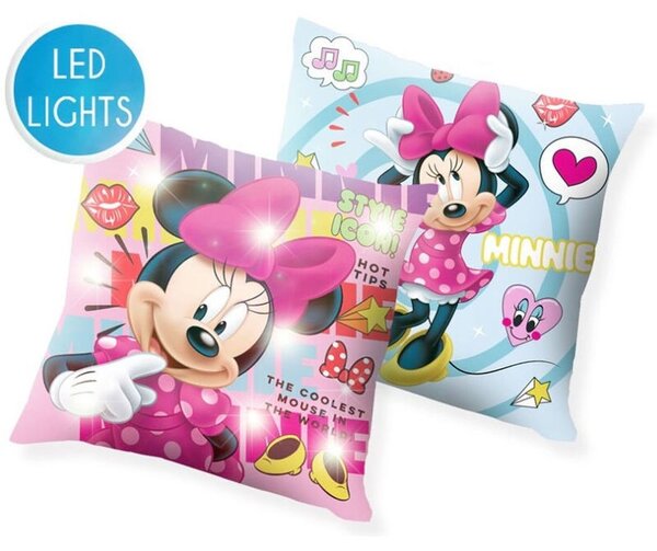 DISNEY Minnie Mouse svítící polštář 40x40 cm