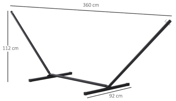 Houpací stojan Outsunny pro houpací sítě s háčky, kovový, 360 x 92 x 112 cm, do 120 kg | Aosom