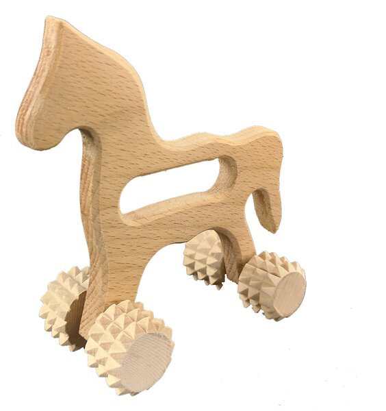 AMADEA Dřevěná masážní pomůcka koník, masivní dřevo, 15 cm