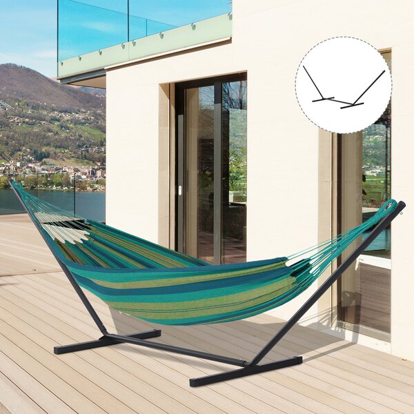 Houpací stojan Outsunny pro houpací sítě s háčky, kovový, 360 x 92 x 112 cm, do 120 kg | Aosom