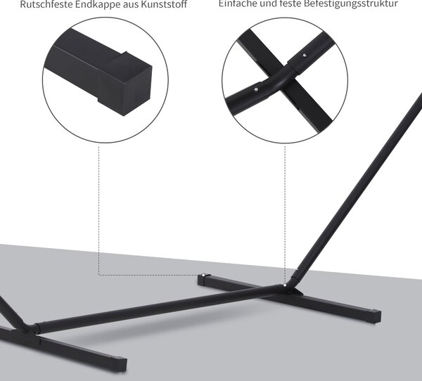 Houpací stojan Outsunny pro houpací sítě s háčky, kovový, 360 x 92 x 112 cm, do 120 kg | Aosom