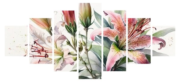 Obraz - Lilie, ilustrace (210x100 cm)
