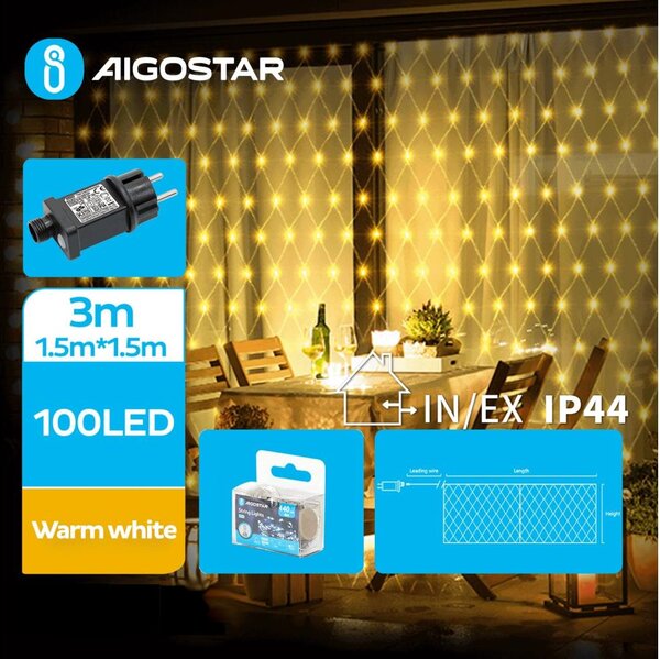 Aigostar - LED Venkovní vánoční řetěz 100xLED/8 funkcí 4,5x1,5m IP44 teplá bílá