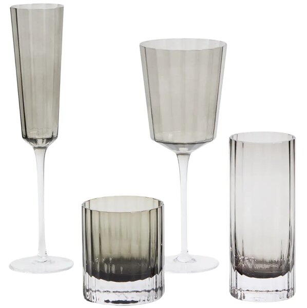 Kave Home Šedá sklenice na sekt Clarien 180 ml