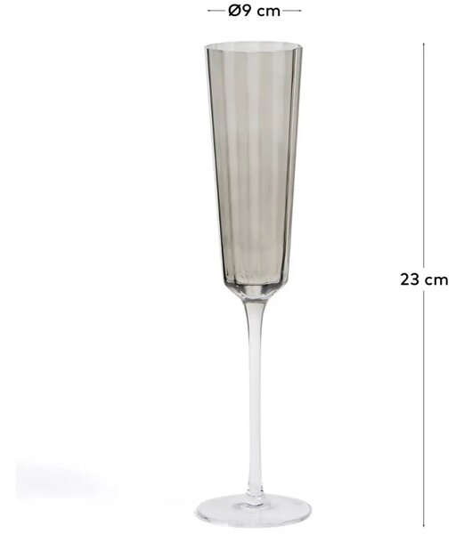 Kave Home Šedá sklenice na sekt Clarien 180 ml