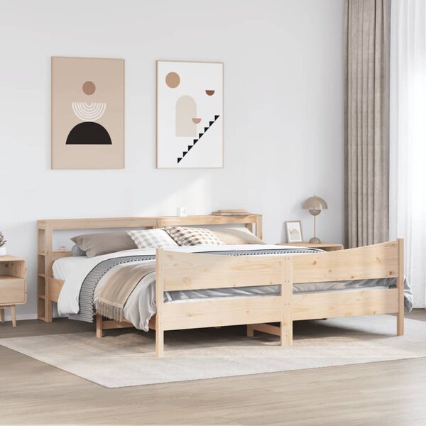Rám postele s čelem 200 x 200 cm masivní borové dřevo 3306291