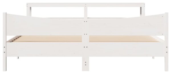 Rám postele s čelem bílý 200 x 200 cm masivní borové dřevo 3306292