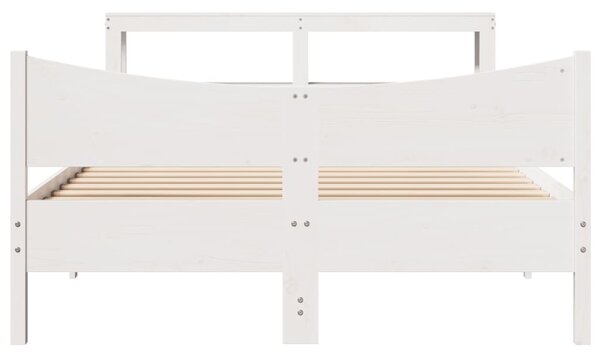 Rám postele s čelem bílý 120 x 200 cm masivní borové dřevo 3306307