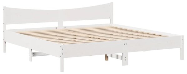 Rám postele s čelem bílý 200 x 200 cm masivní borové dřevo 3306292