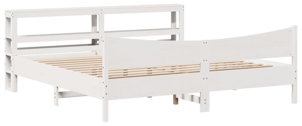 Rám postele s čelem bílý 200 x 200 cm masivní borové dřevo 3306292