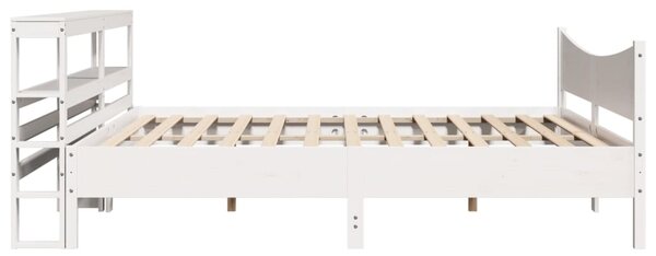 Rám postele s čelem bílý 200 x 200 cm masivní borové dřevo 3306292