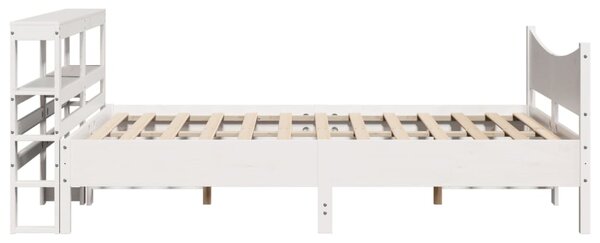 Rám postele s čelem bílý 120 x 200 cm masivní borové dřevo 3306307