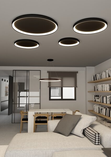 ACB Iluminacion Stropní LED svítidlo GRACE, ⌀ 48 cm, 40W, CRI90 Barva: Černá, Teplota světla: 4000K - denní bílá, Stmívání, řízení: ON/OFF (bez stmívání)