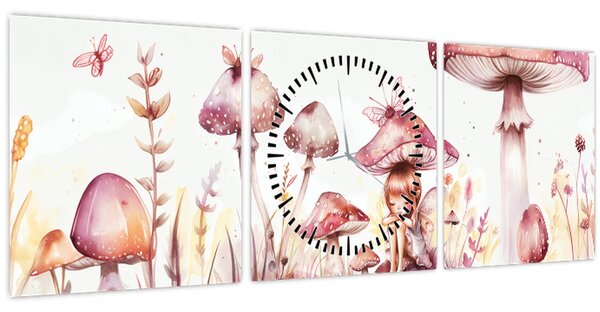 Obraz - Růžová víla (s hodinami) (90x30 cm)