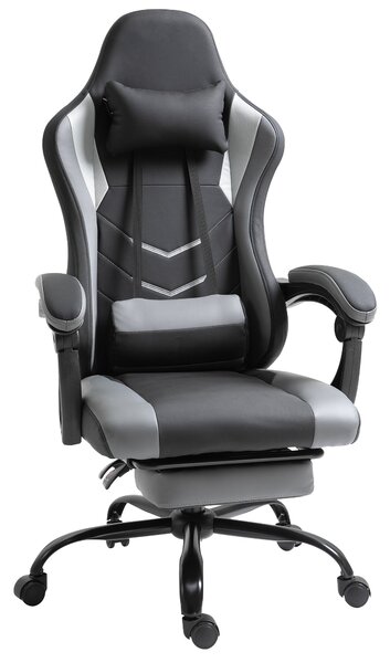 Vinsetto Ergonomická herní židle Kancelářská židle, otočná židle s nastavitelnou výškou, nastavitelný polštář na bedra s opěradlem Černá 62x52x128 cm