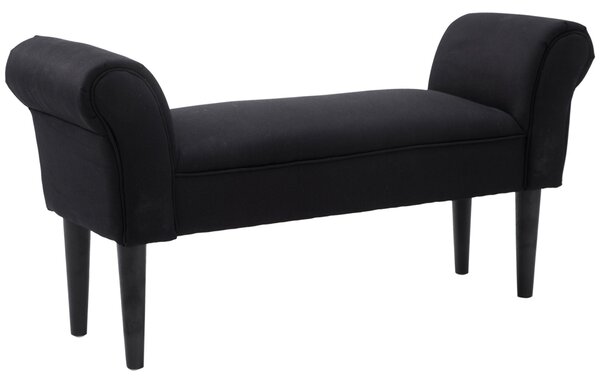 HOMCOM Pěnová Lavice, Čalouněná Lavice, Sedací Lavice, Chodbičková Lavice do Ložnice, nosnost až 130 kg, Plátno, Černá, 102 x 36 x 51 cm | Aosom
