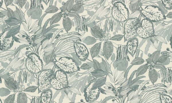 RASCH | Vliesová tapeta na zeď Novella XL 983005 | 1,06 x 10,05 m | bílá, šedá, vining ivy, tyrkysová, modrá