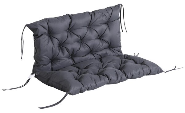Outsunny Polštář na Lavici pro Dva 100 x 98 x 8 cm s Popruhy, Zádový Polštář pro Vnitřní/venkovní Použití, Polštář na Lavici, Zahradní Nábytek, Tmavě