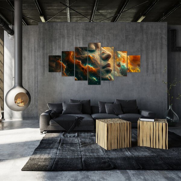 Obraz - Tvář ve vesmíru (210x100 cm)