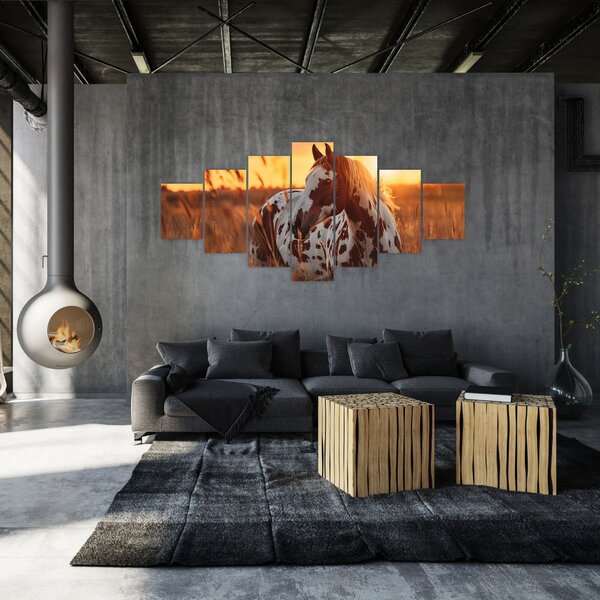 Obraz - Kůň při západu slunce (210x100 cm)