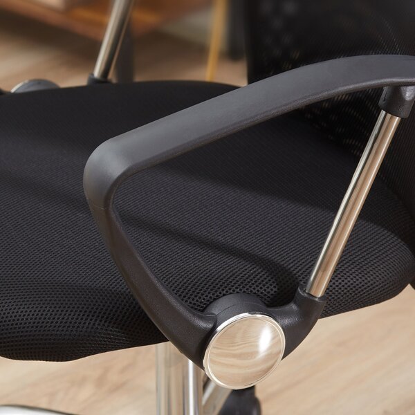 HOMCOM Ergonomická kancelářská židle, herní židle, otočná židle s houpací funkcí, výškově nastavitelné pracovní křeslo, pěna, síťovina, černá, 63 x 65
