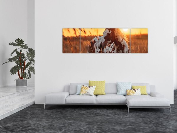 Obraz - Kůň při západu slunce (170x50 cm)