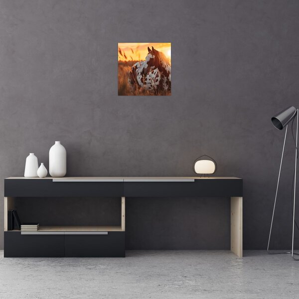 Obraz - Kůň při západu slunce (30x30 cm)