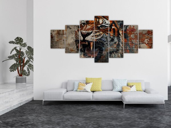 Obraz - Tygr z cihel (210x100 cm)